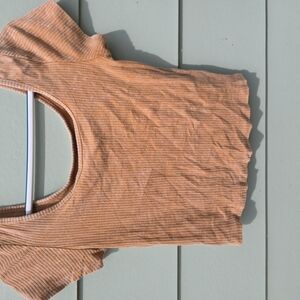 H&M Orange Pink Ribbed Crop T-Shirt